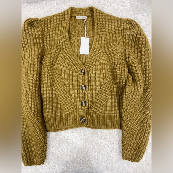 NWT Ulla Johnson Greta Olive Green Alpaca Knit Designer Cardigan in Topenade S - Picture 5 of 8